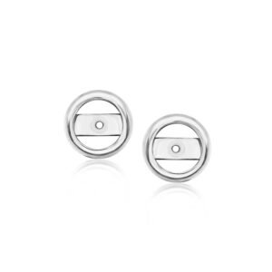 14K White Gold Round Bezel Earring Jackets
