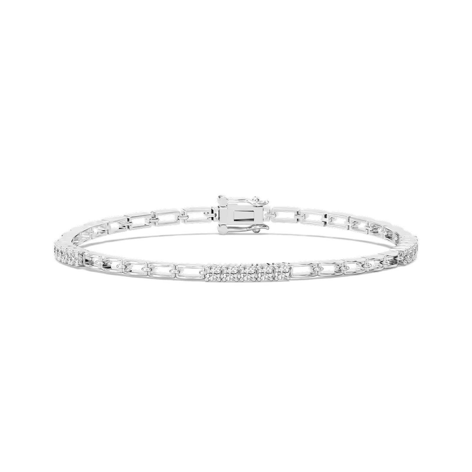 Round Lab Grown Diamond Bar Link Bracelet 03