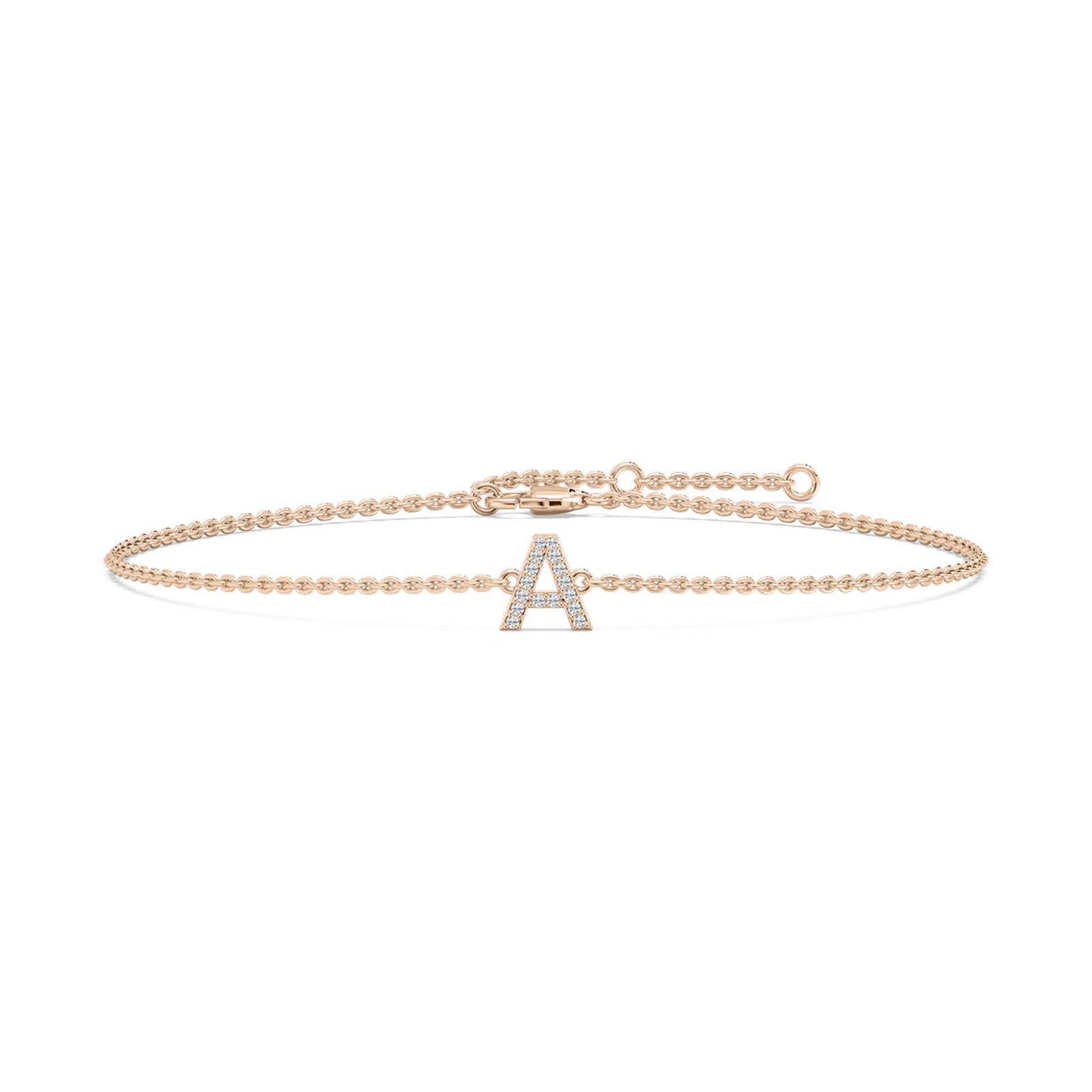 Round Lab Grown Diamond Initial Bracelet 06