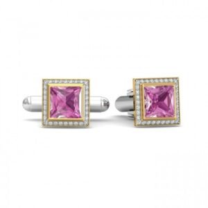 Pink Sapphire & Diamond Halo Cufflinks