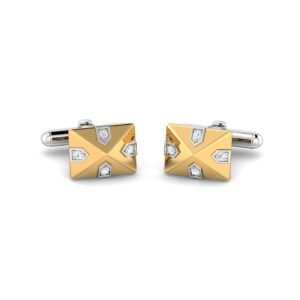 Geometric X-Pattern Diamond Cufflinks