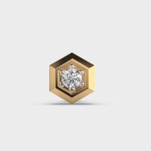 0.16 CT Hexagon Solitaire Diamond Men 1 Pic Stud Earring