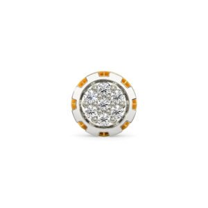 0.70 Ct Two-Tone Round Cluster Diamond Men 1 Pic Stud Earring
