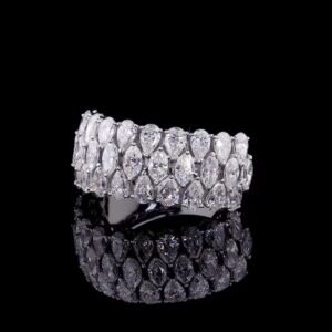 Majestic Triple-Row Pear Cut Diamond Wide Eternity Band