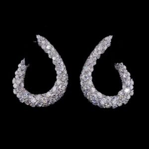 Chunky Diamond Pave C-Hoop Earrings