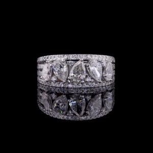 Modern Pear Cut Diamond Band with Pavé Rails