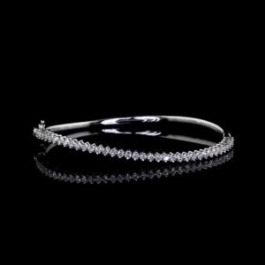 Modern White Gold Bangle | Continuous Diamond Shaped Links