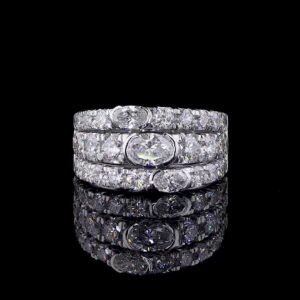 Triple Row Diamond Band with East-West Bezel Ovals