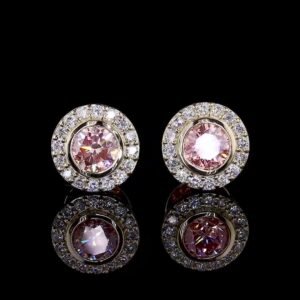 Vega New York Luxury Pink Diamond Halo Earrings